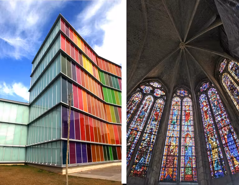 MUSAC e interior del Presbiterio de la Catedral (León).