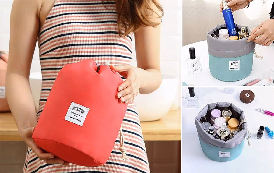 bolsas de aseo de viajes roja y azul
