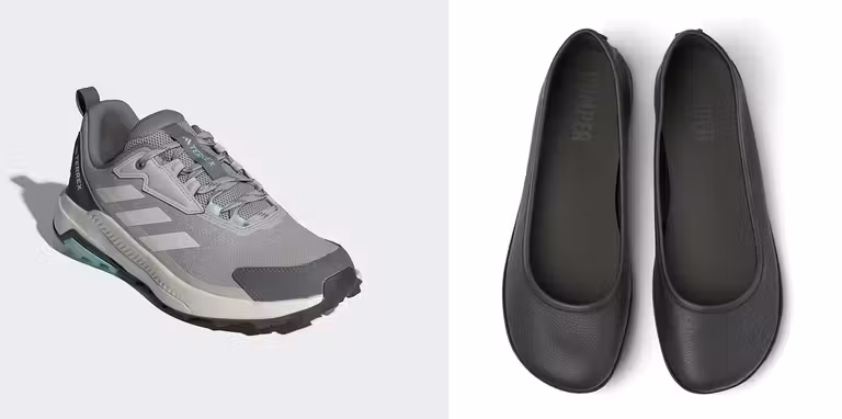 Zapatillas Terrex de Adidas y bailarinas Camper.