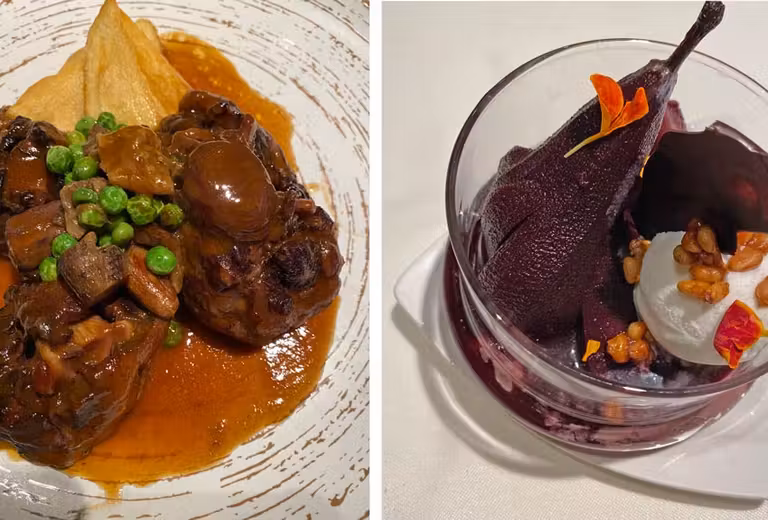 Rabo de toro y peras al vino tinto de Doña Negra.