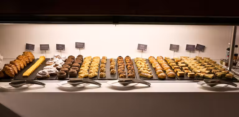 Detalle del bufé de desayuno del Hermitage Soldeu en Andorra