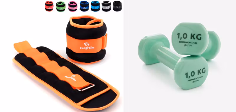 Pesas de Amazon y Decathlon.