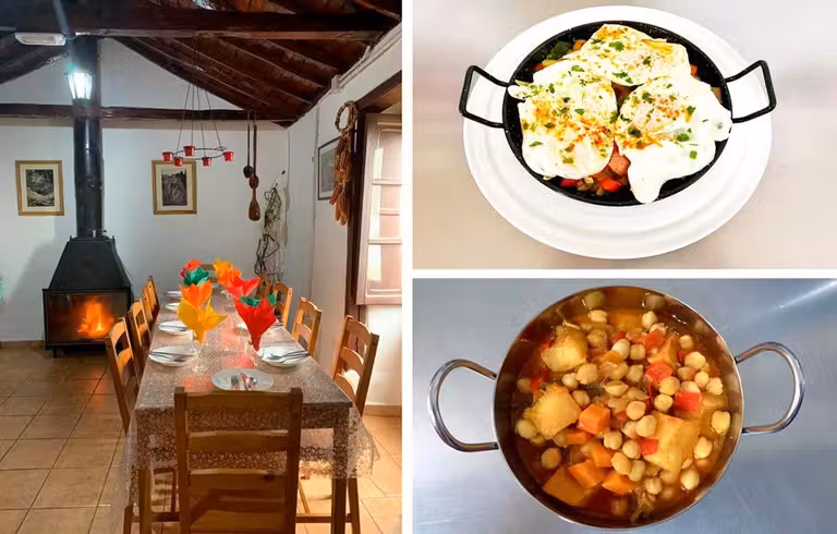 interior y platos restaurante Casa Efigenia