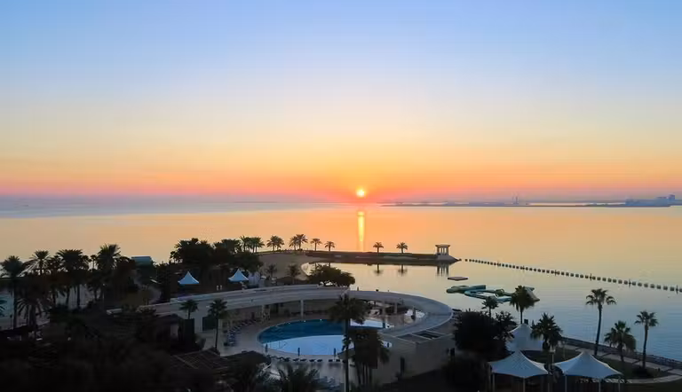 doha, atardecer, escala en doha