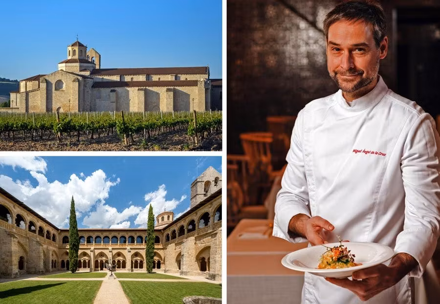 Exterior e interior del hotel Monasterio de Valbuena y el chef Miguel Ángel de la Cruz