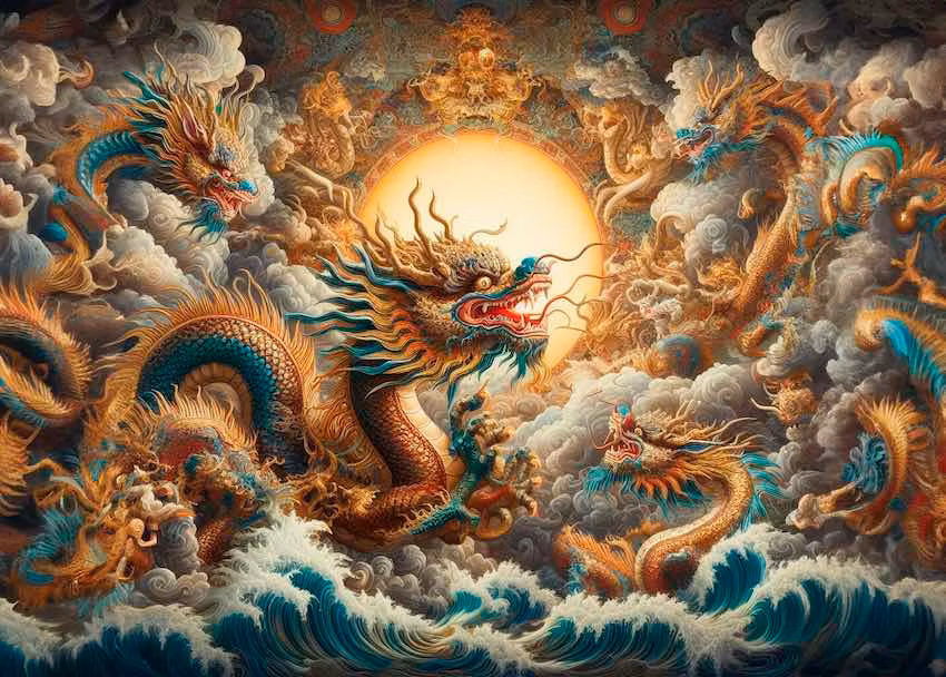 Exposición Dragones digitales con motivo del Año Nuevo Chino 2024 de Madrid