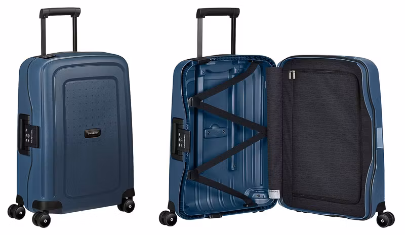 maleta azul de Samsonite de plastico reciclado