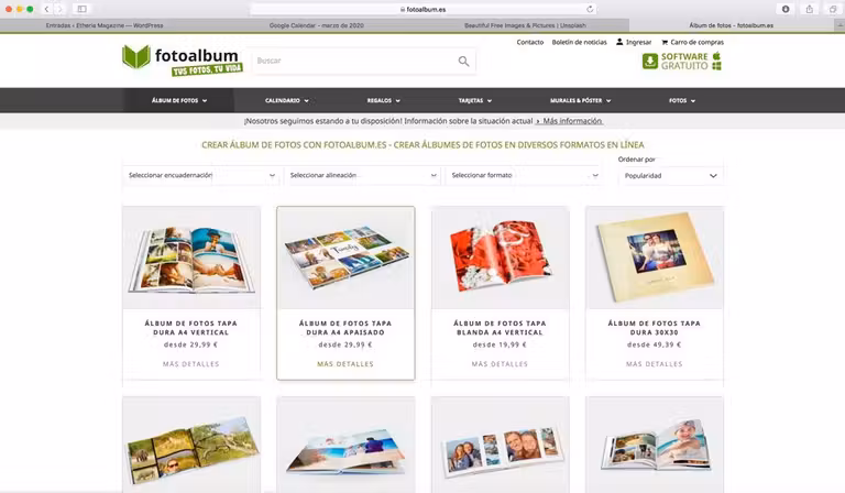 página web de fotoálbum