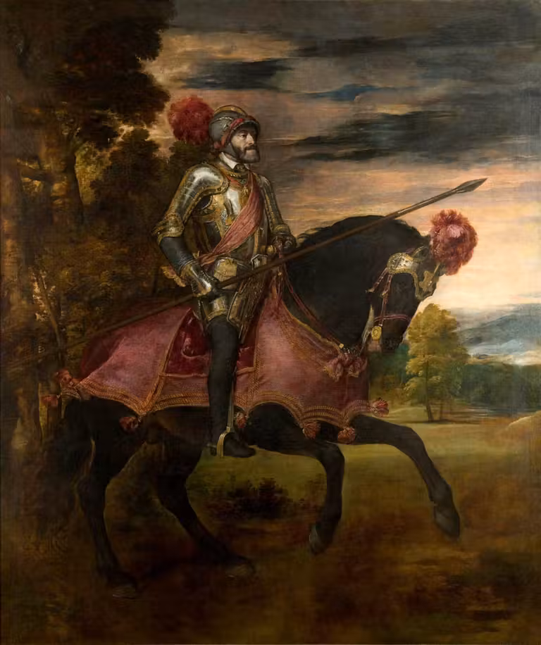 carlos v en la batalla de muhlber, museo del prado, obras de tiziano