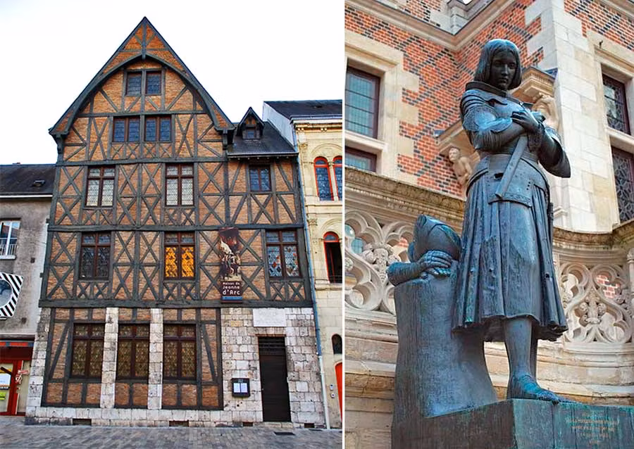 Casa y estatua de Juana de Arco.