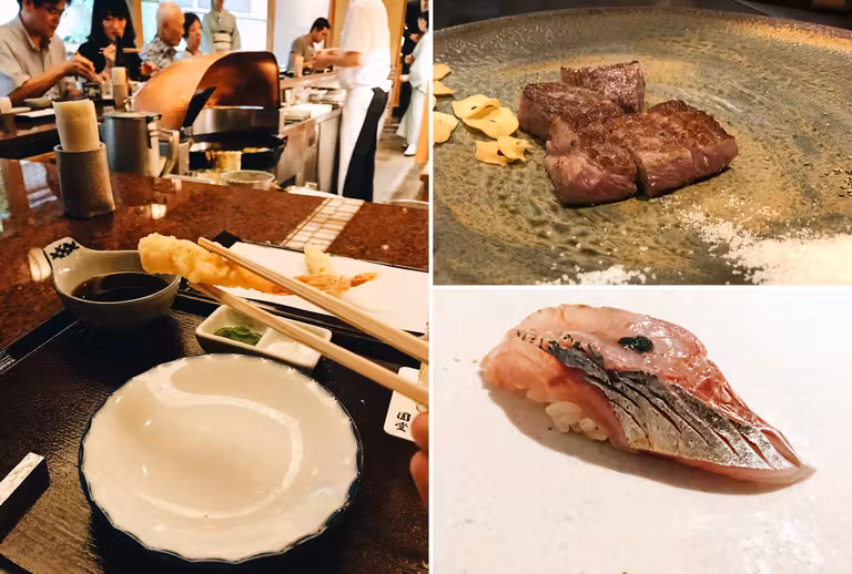 Tempura, en Endo Yasaka; carne de kobe; y Sushi, en So Masa.