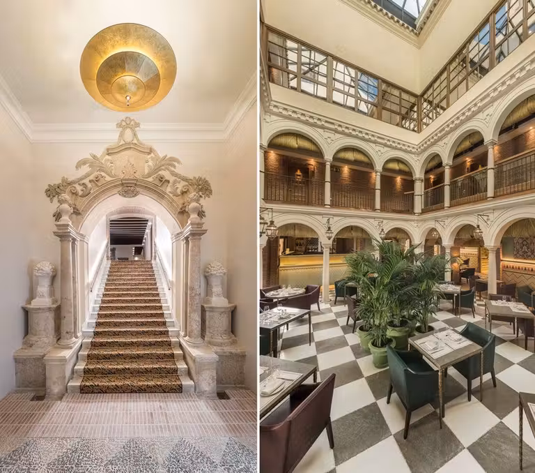 Escalera de acceso y patio donde está el restaurante Balausta.