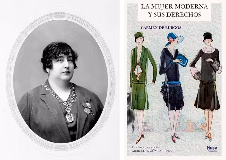 Carmen de Burgos y una de sus obras.