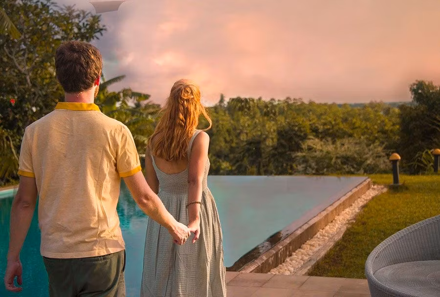 una pareja de novios en Sri Lanka