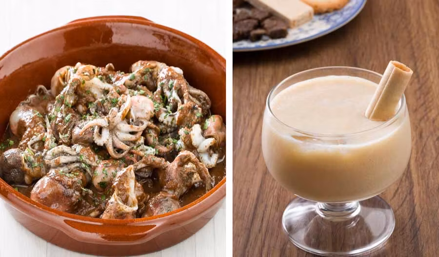 Pulpo con chocolate y crema de ron cremat