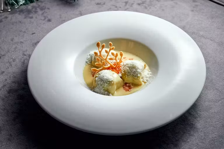 Ravioli de bogavante, menú navideño del hotel Orfila