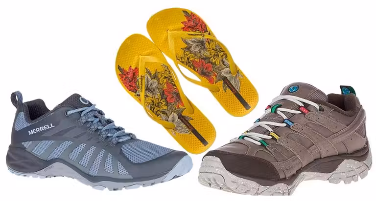 Botas de senderismo o trekking y chanclas.