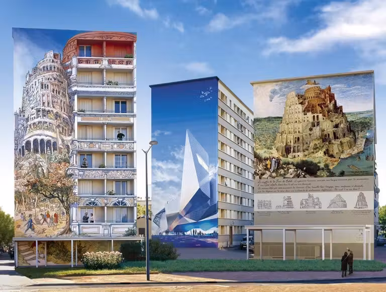 mural tres torres de babel en lyon