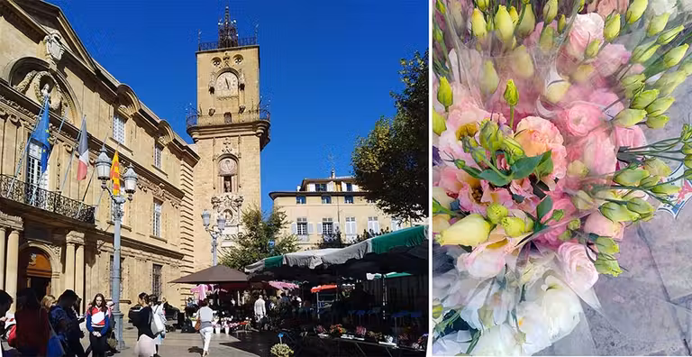 La torre del reloj junto al ayuntamiento de Aix-en-Provence.