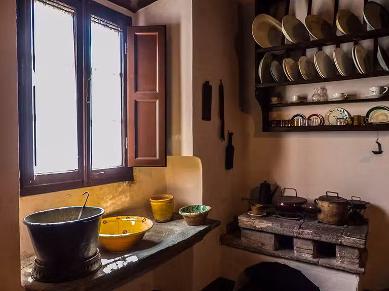 Detalle de la cocina de Puccini en Celle, Pescaglia