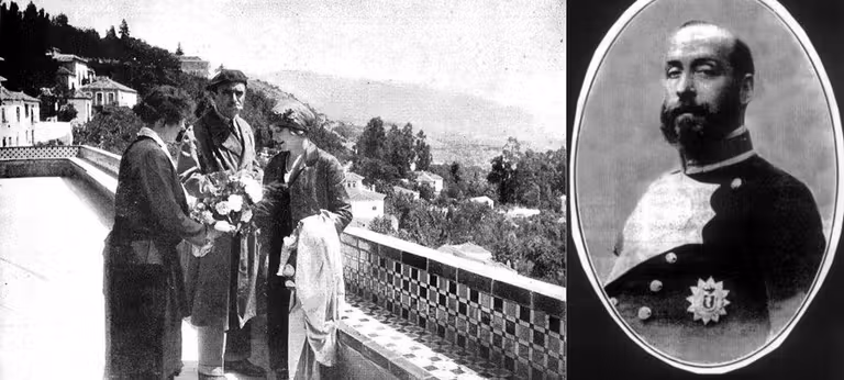 A la izq. los actores Douglas Fairbanks y Mary Pickford. A la derecha el Duque de San Pedro de Galatino.