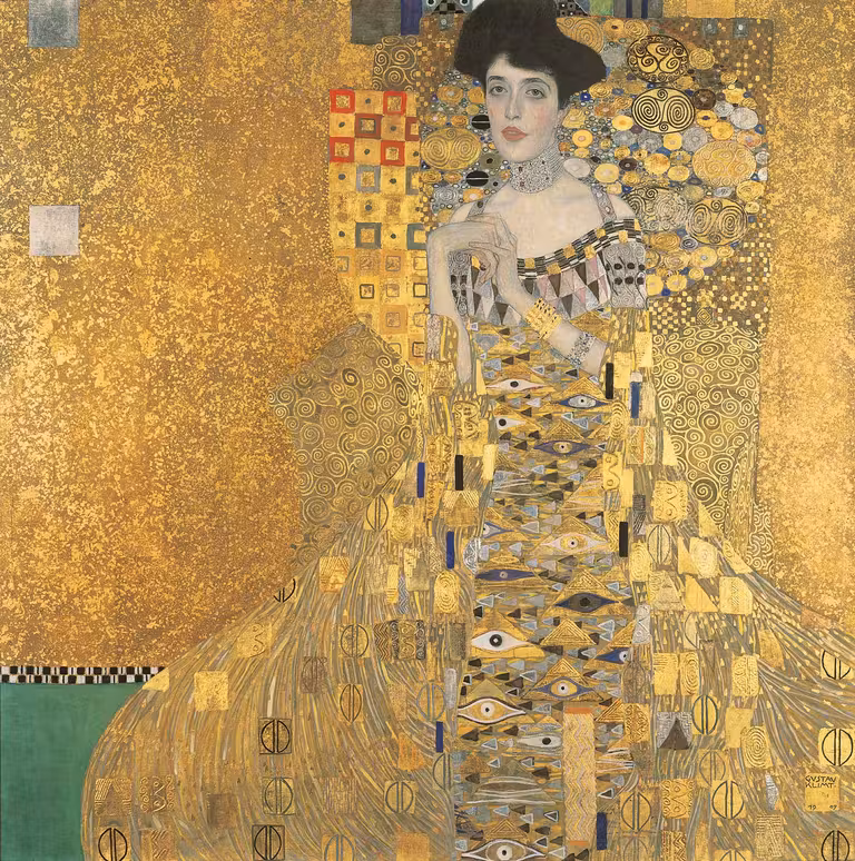 Retrato de Adele Bloch-Bauer I. Adquirido gracias a la generosidad de Ronald S. Lauder, los herederos de las propiedades de Ferdinand y Adele Bloch-Bauer, y el Estée Lauder Fund.