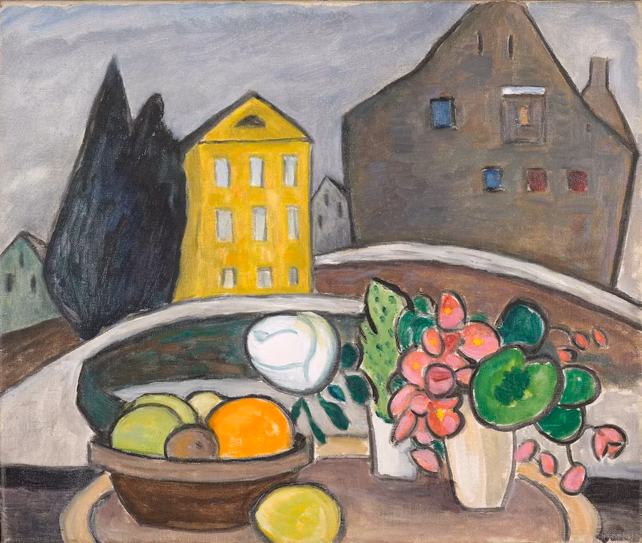 Naturaleza muerta delante de la casa amarilla, de Gabriele Münter