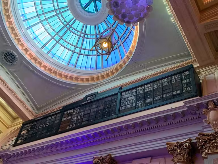 Paneles de venta de algodón en el Royal Exchange