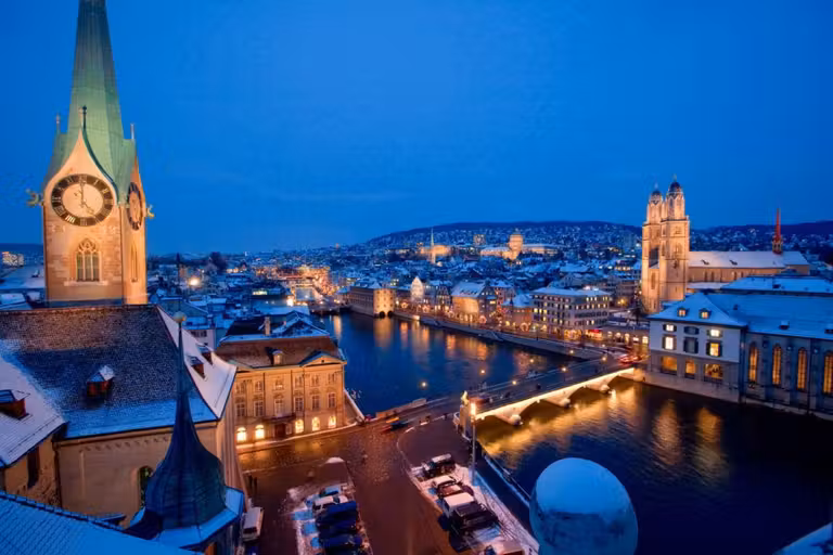 Zúrich bajo la nieve