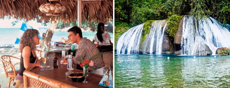 Cataratas y playa en Jamaica
