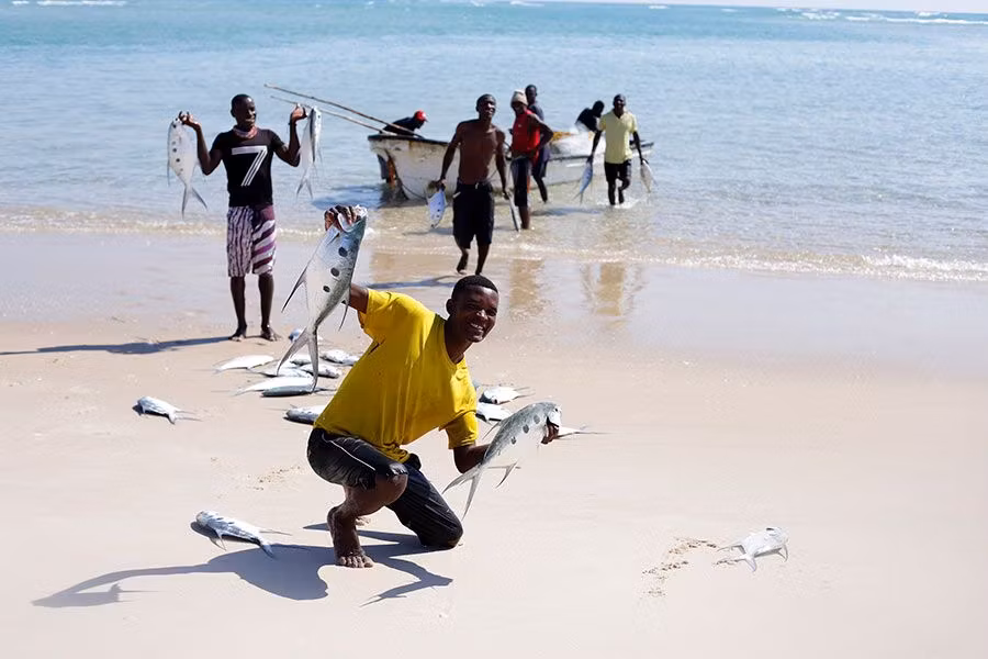 Los pescadores llegan a diario con sus capturas a la playa.