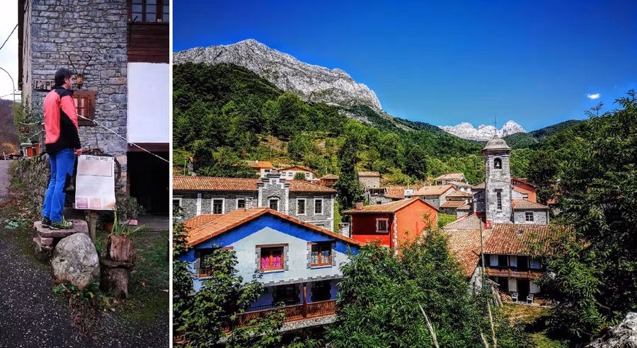 Un vecino busca cobertura sobre ‘La Piedra’, en Soto de Sajambre (León).