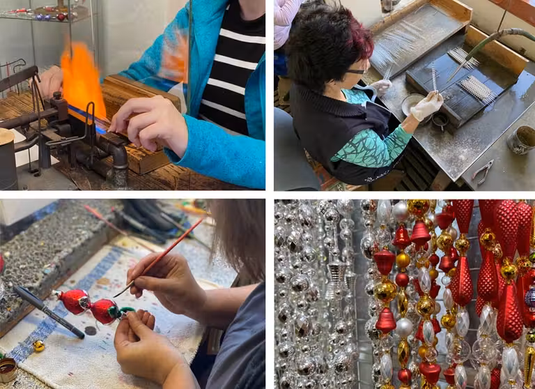 Proceso de elaboración de adornos de cristal en Rautis.