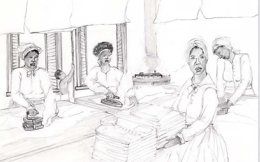 Mujeres planchadoras. ‘Medianoche en el tren de lavado’. Fernando Alonso Andújar, 2014