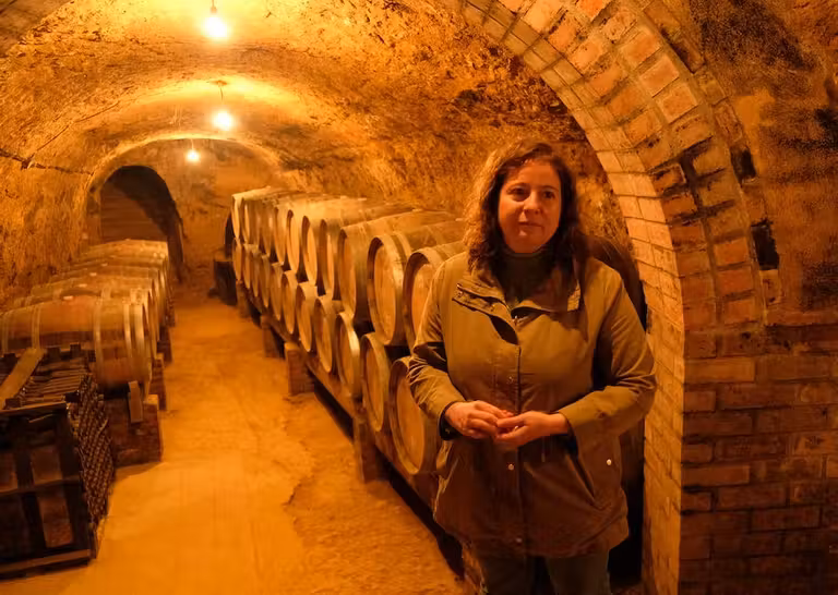 Amada de Salas en su bodega.