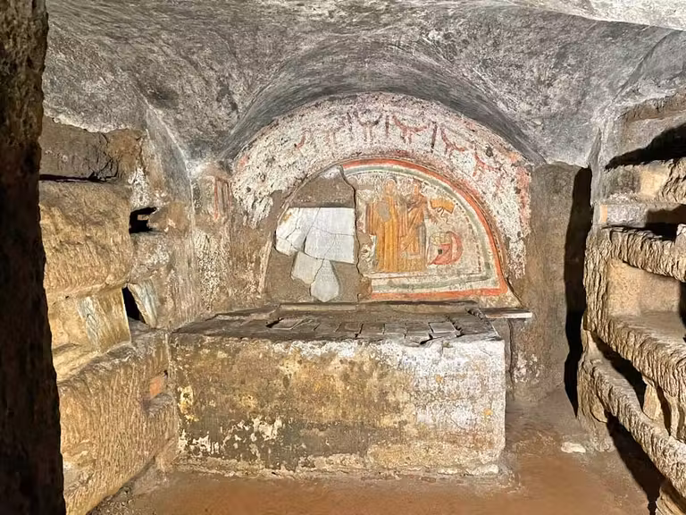 Frescos en las catacumbas de Roma