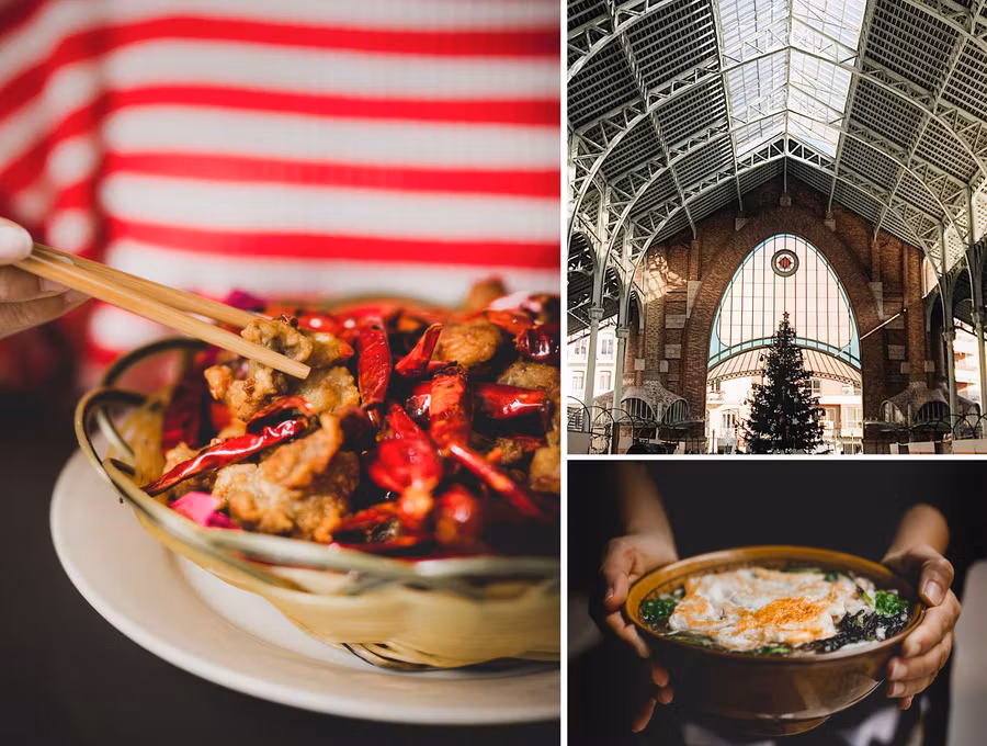 Pollo Chongqing, de Casa Weiwei. Mercado de Colón y Xian Mian de Felisano