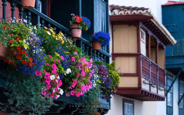 Típicos balcones de Santa Cruz de La Palma.