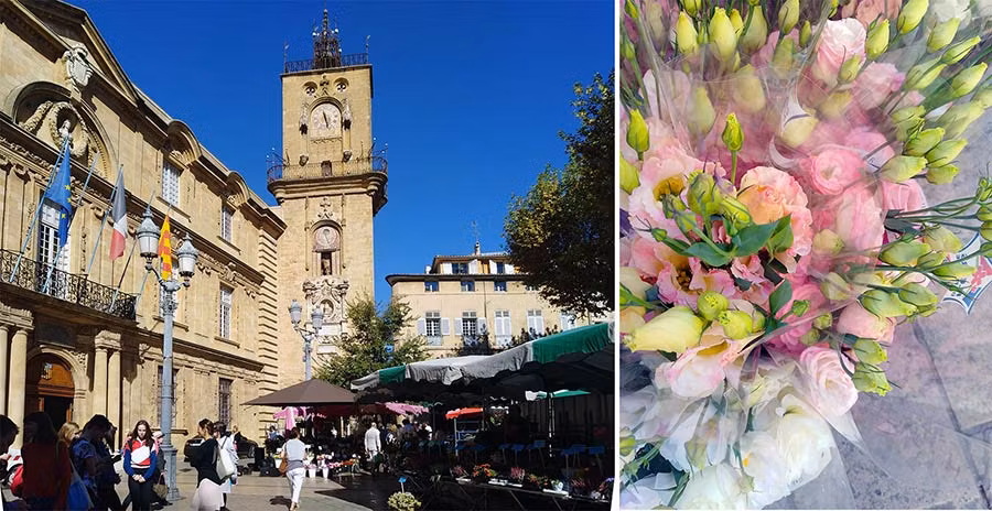 La torre del reloj junto al ayuntamiento de Aix-en-Provence.