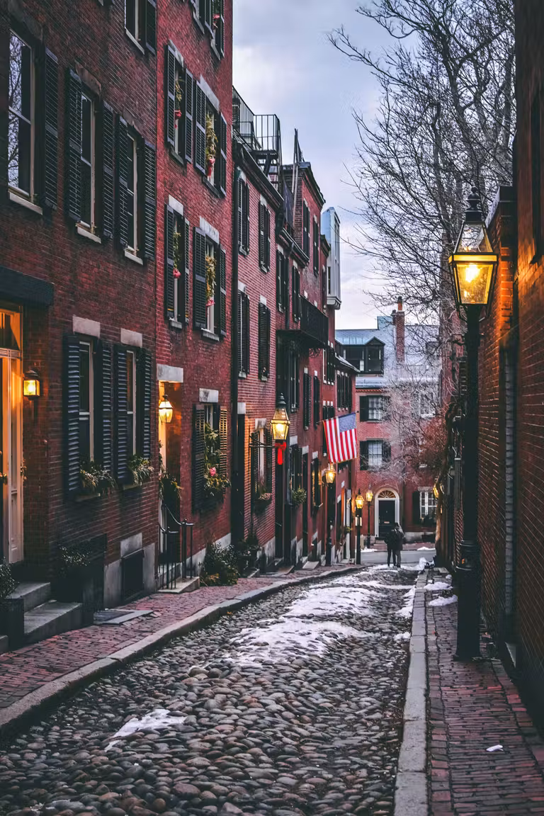 Acorn Street, una calle icónica de Bacon Hill.