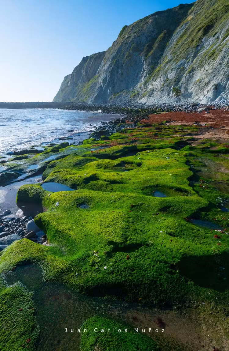Playa de Arrigunaga y acantilados en Getxo
