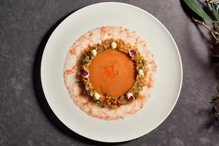 Carpaccio de gamba roja, menú navideño del hotel Orfila