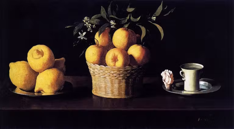 Reproducción del ‘Bodegón con limones, naranjas y una rosa’ de Francisco de Zurbarán.
