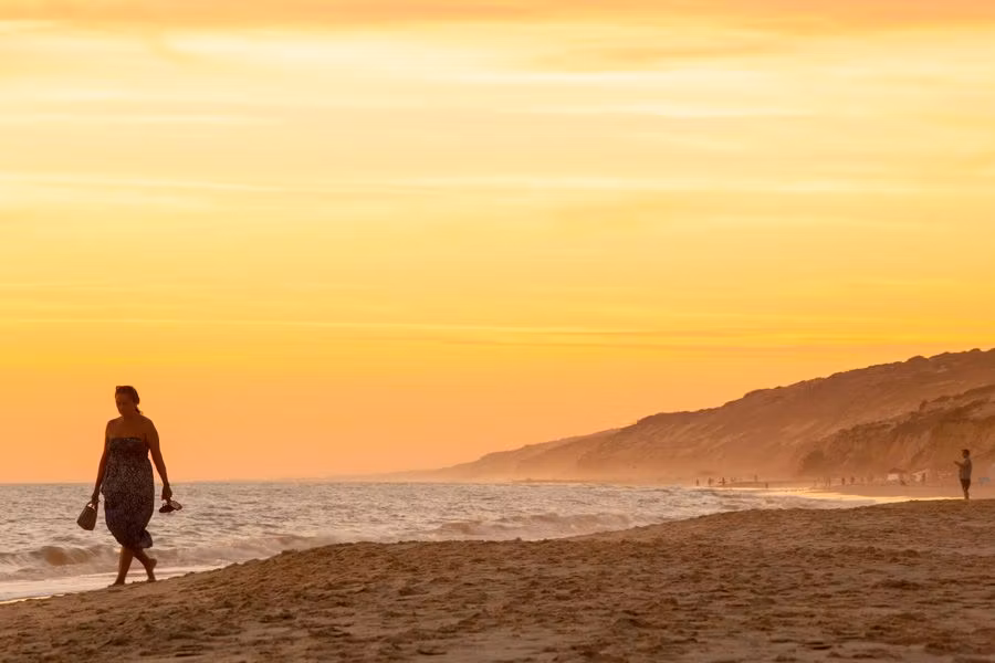 Atardecer en la playa de Matalascañas.
