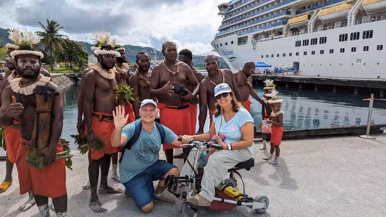 Eva Celada a su llegada a Papua Nueva Guinea.