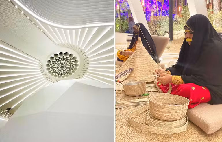 Cúpula de Calatrava y artesanía tradicional en el pabellón de EAU.