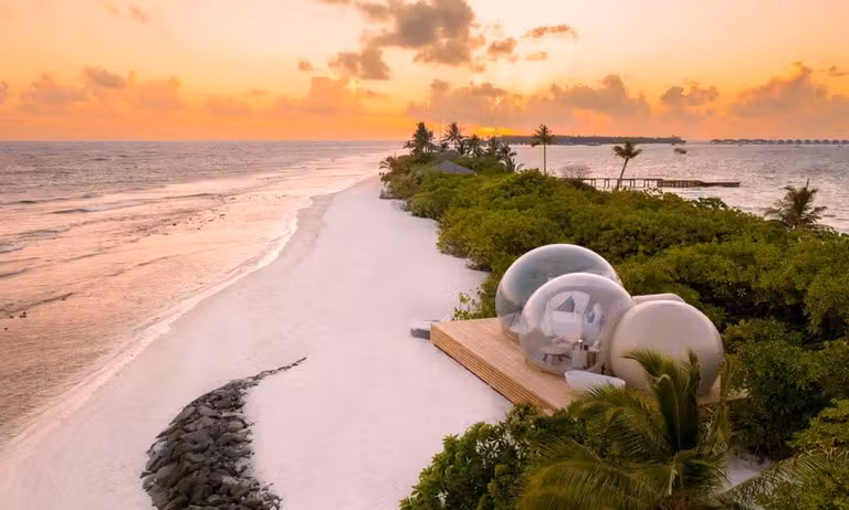 burbuja en el Finolhu de Maldivas.