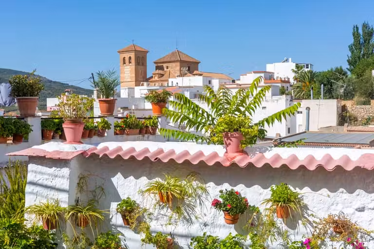 macetas en una calle de Laujar de Andarax